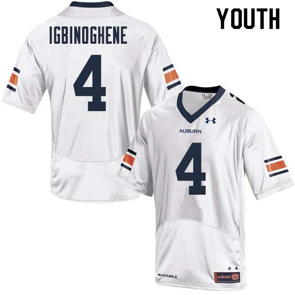 Youth Auburn Tigers #4 Noah Igbinoghene College Football Jerseys Sale-White